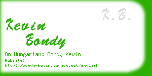 kevin bondy business card